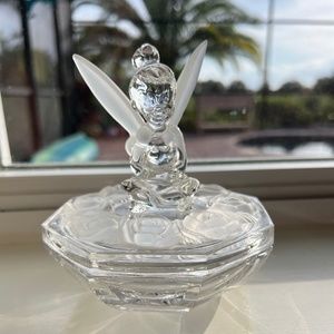 Decorative Glass Covered Ring Dish featuring Tinkerbell